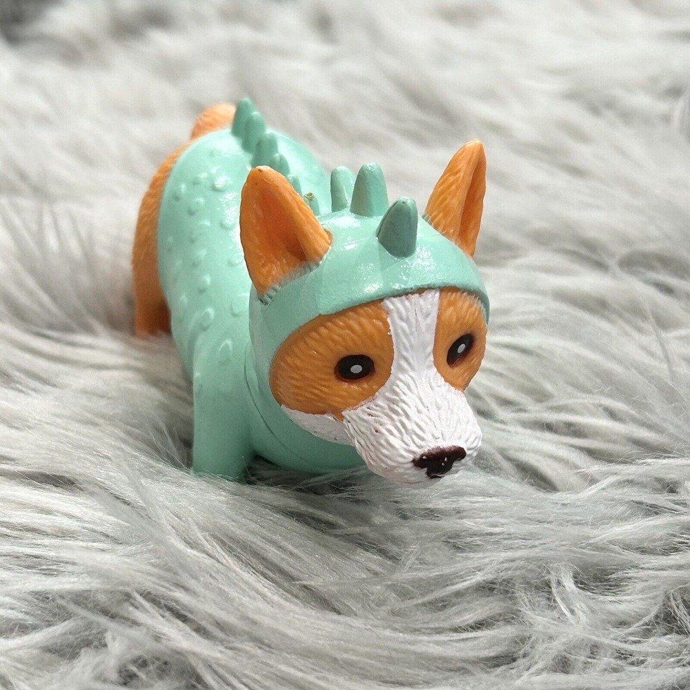 Halloween Plastic Corgi Puppy Dog in Dinosaur Costume Ankyo Toys‎ Collectible